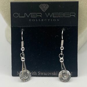 Oliver Weber Collection Swarovski Crystal Drop Earrings Silver Tone Dangle